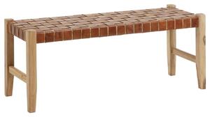 Hnědá kožená lavice Kave Home Calixta 120 cm