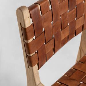 Hnědá kožená barová židle Kave Home Calixta 76 cm
