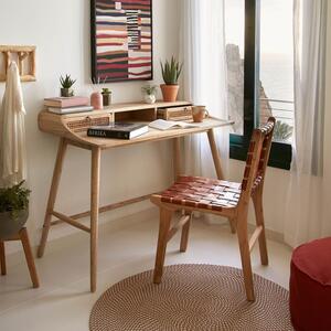 Hnědá kožená jídelní židle Kave Home Calixta