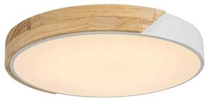 Rabalux 3527 MAPLE - Stropní kulatý lustr v bílé barvě se dřevěným prvkem, LED 24W, 3000K, Ø 41,5cm (Moderní LED úsporné svítidlo v bílé barvě kovu se dřevem)