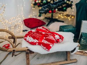 Červená vánoční mikroplyšová deka CHRISTMAS TREES Rozměr: 160 x 200 cm