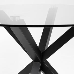 Skleněný konferenční stolek Kave Home Argo 82 cm s černou kovovou podnoží