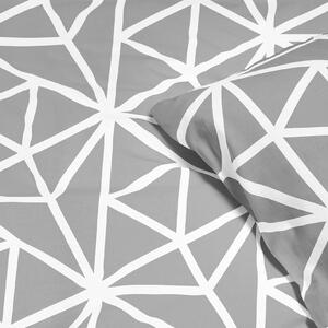 Goldea bavlněné ložní povlečení - bílé geometrické tvary na šedém 140 x 200 a 70 x 90 cm