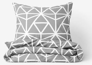 Goldea bavlněné ložní povlečení - bílé geometrické tvary na šedém 140 x 200 a 70 x 90 cm