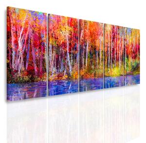Malvis ® Vícedílný obraz - Barevný les Velikost: 150x60 cm