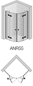 SanSwiss ANNEA-Black Line čtvrtkruh s dvoukřídlými dveřmi,černá mat,sklo čiré, ANR Sklo: 07 čiré, Rozměr: 800x800