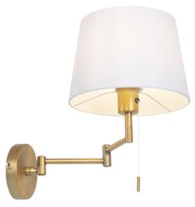 Bronzová nástěnná lampa s bílým kloboukem a nastavitelným ramenem - Ladas Deluxe