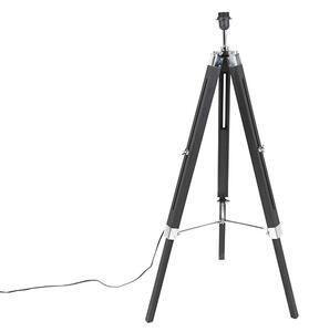 Stojací lampa stojan černá s stínítkem 45 cm lněné tmavě šedé