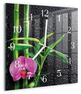 Skleněné hodiny Bambusové lázně zskb-30x30-00085733