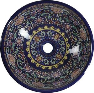 Sapho PRIORI keramické umyvadlo, průměr 41 cm, 15 cm, fialová s ornamenty PI022