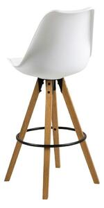Barová židle Dima bílá wood s dřevěnými nohami