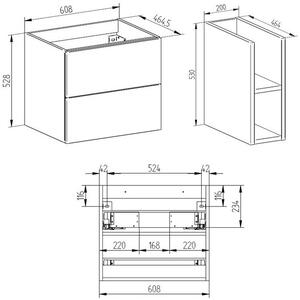 EBS Kuba Sestava skříňky se dvěma regály a deskou 101x46,8 cm, bílá/dub Kronberg 1 set