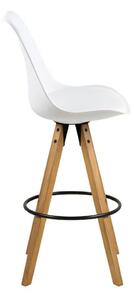 Barová židle Dima bílá wood s dřevěnými nohami