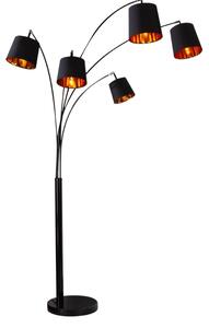 Moebel Living Černá kovová stojací lampa Malcolm 202 cm