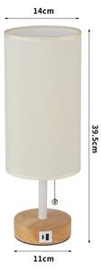 Brilagi - Stolní lampa s USB portem TABLON 1xE27/25W/230V dub/bílá/krémová
