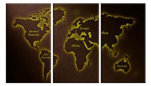 Malvis Třídílný obraz mapa světa III. Velikost: 90x70 cm