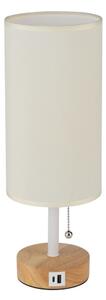 Brilagi - Stolní lampa s USB portem TABLON 1xE27/25W/230V dub/bílá/krémová