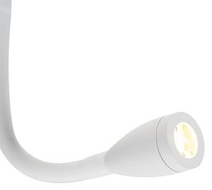 Moderní nástěnná lampa bílá s USB a flexibilním ramenem - Flero