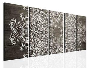 Malvis Obraz mandala šedé dřevo Velikost (šířka x výška): 150x60 cm