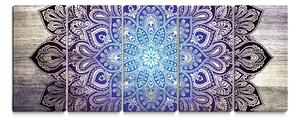 Malvis Obraz modrá mandala na dřevě Velikost: 150x60 cm