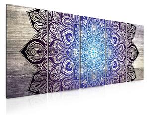 Malvis Obraz modrá mandala na dřevě Velikost: 150x60 cm