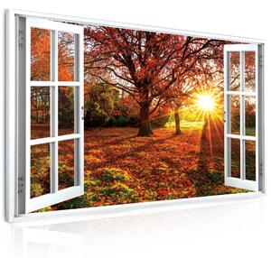 Malvis ® Obraz okno podzimní sluníčko Velikost (šířka x výška): 30x20 cm