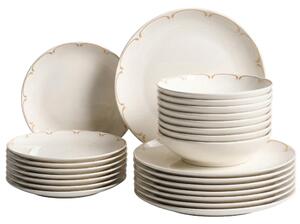 Sada 24 kusů nádobí CHAROLI Porcelán Bílá/Zlatá