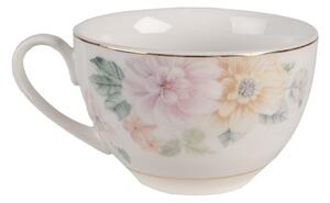 Porcelánový šálek s podšálkem s květinami Flowers – 12x9x6 cm