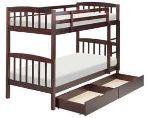 Patrová postel 90 cm Rigel (tmavé dřevo) (s roštem a úložným prostorem). 1075552