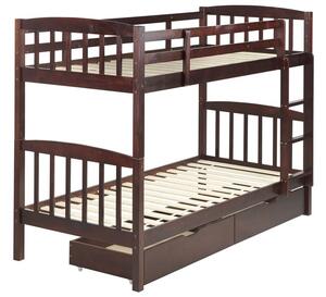 Patrová postel 90 cm Rigel (tmavé dřevo) (s roštem a úložným prostorem). 1075552