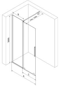 Mexen Velar, sklo ke sprchovým dveřím 100x200 cm, 8mm čiré sklo, 871-100-000-00-00
