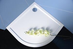 Polysan SERA retro sprchová vanička z litého mramoru, čtvrtkruh 80x80cm, R550, bílá 40511