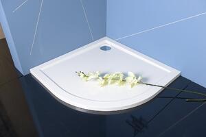 Polysan SERA retro sprchová vanička z litého mramoru, čtvrtkruh 80x80cm, R550, bílá 40511