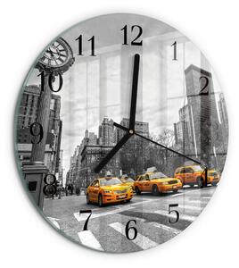 Skleněné nástěnné hodiny Taxi zsoc-fi30-00178736