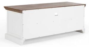 Rustikální bílý televizní stolek z masivního akátového dřeva Sterling