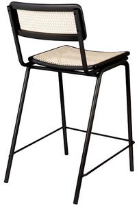 Černá ratanová barová židle ZUIVER JORT 66,5 cm