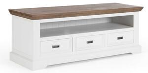 Sob nabytek | Rustikální bílý televizní stolek z masivního akátového dřeva Sterling F0A00001357W