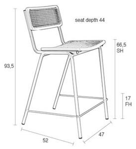 Šedá ratanová barová židle ZUIVER JORT 66,5 cm