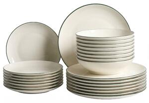 Sada 24 kusů nádobí CUMIN Porcelán Krémově bílá/Zelená