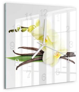Skleněné hodiny Vanilková orchidej zskb-30x30-00086536