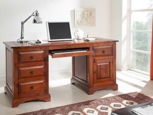 Hnědý masivní psací stůl Jodpur 160x70 Bílá