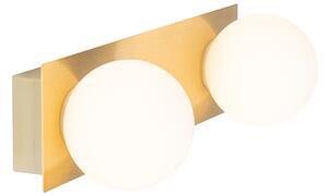 Nástěnná lampa zlatá 28 cm IP44 2-světlo s vypínačem - Cederic