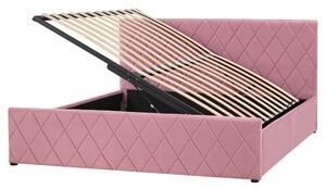 Manželská postel 160 cm Rhett (růžová) (s roštem a úložným prostorem). 1075602