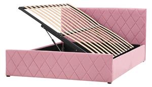 Manželská postel 140 cm Rhett (růžová) (s roštem a úložným prostorem). 1075607