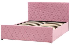 Manželská postel 140 cm Rhett (růžová) (s roštem a úložným prostorem). 1075607