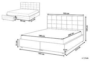 Manželská postel 180 cm Rhiannon (šedá) (s roštem a úložným prostorem). 1075618