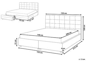 Manželská postel 140 cm Rhiannon (béžová) (s roštem a úložným prostorem). 1075620