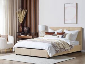 Manželská postel 180 cm Rhiannon (béžová) (s roštem a úložným prostorem). 1075622