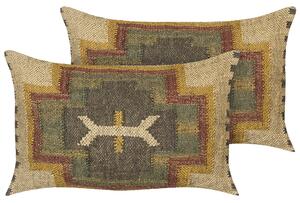 Sada 2 dekorativních polštářů PULICAT Juta 30 x 50 cm Pestrá Orientální vzor