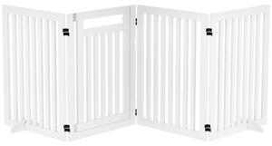 PAWHUT Zábrana pro psy čtyřdílná dřevěná skládací 60-240 x 81 cm bílá